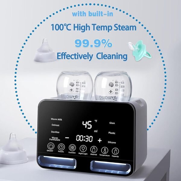 Double Bottle Warmer Twins for Breastmilk Formula, Heat Baby Food