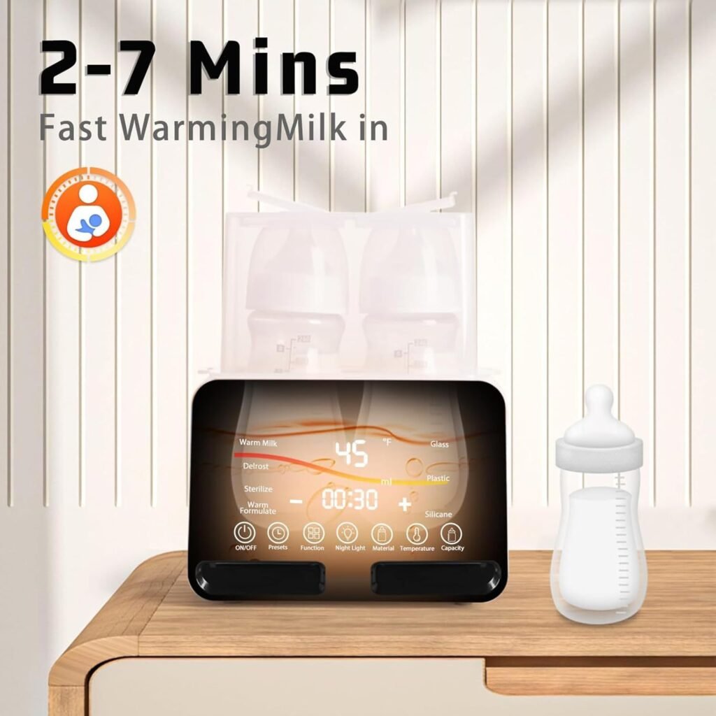 Double Bottle Warmer Twins for Breastmilk Formula, Heat Baby Food