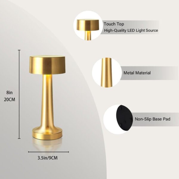 Elegant Cordless LED Table Lamp for Bedroom Kitchen Wireless Rechargeable Desk Lamp - Image 8