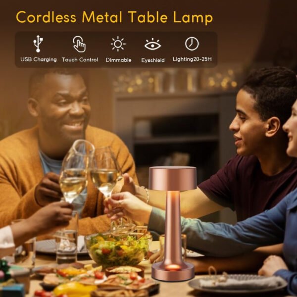 Elegant Cordless LED Table Lamp for Bedroom Kitchen Wireless Rechargeable Desk Lamp - Image 2