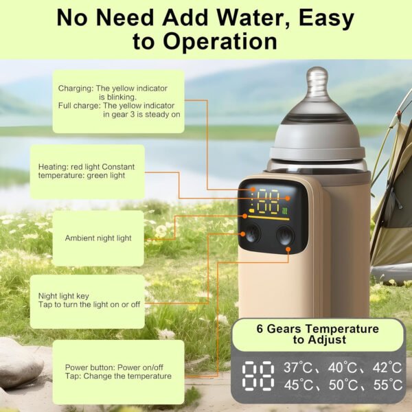 Portable Bottle Warmer Travel Bottle Warmer with Battery for Breastmilk or Formula