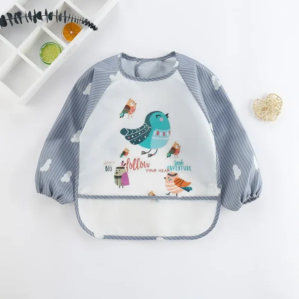 Baby Bibs Cute Infant Eating Children Long Sleeve Pocket