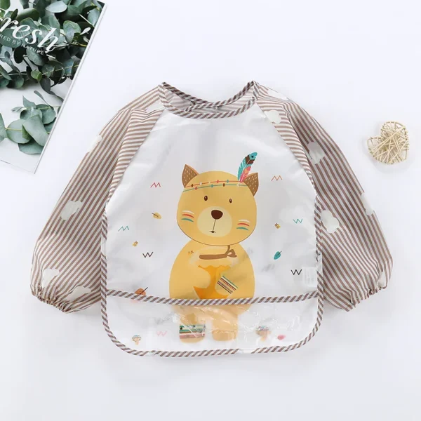Baby Bibs Cute Infant Eating Children Long Sleeve Pocket