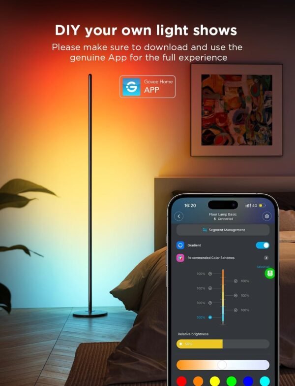 Smart Modern Floor Lamp with Music Sync and 16 Million DIY Colors