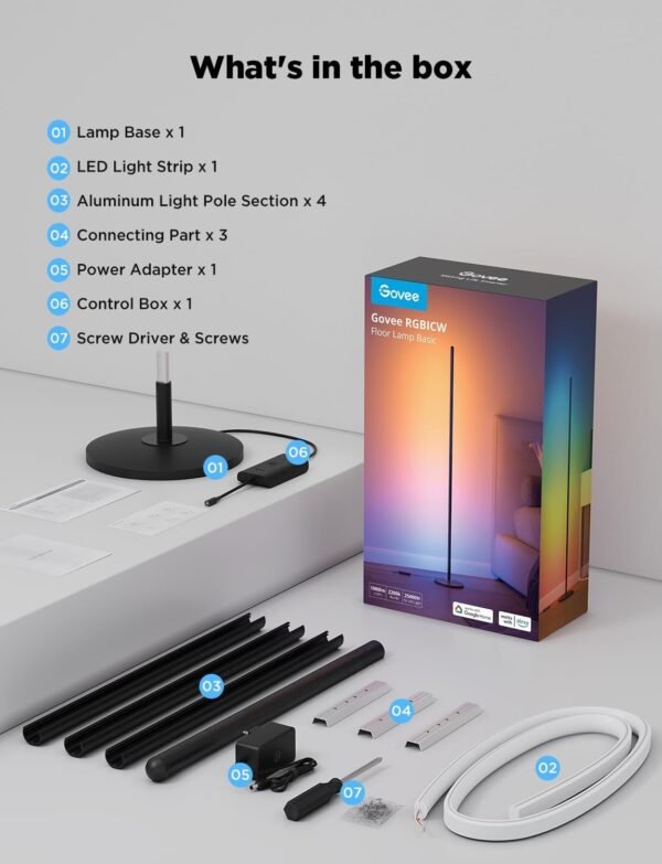 Smart Modern Floor Lamp with Music Sync and 16 Million DIY Colors