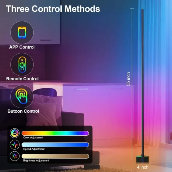 Corner Floor Lamp - Smart RGB LED Corner Lamp With App And Remote Control - Image 4